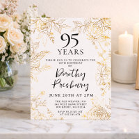 Gold White Floral 95th Birthday Party