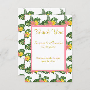 GOLD WHITE FLORAL HAWAIIAN Thank you card