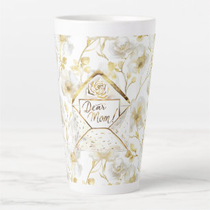 Gold White Floral Mom Christmas Latte Mug