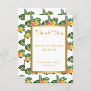 GOLD WHITE FLORAL Thank you card