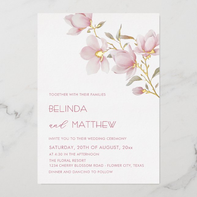 Gold White Flowers Casual Wedding (Front)