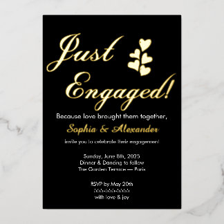 Gold & White Foil Engagement Invitation