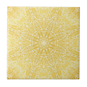 Gold white geometric star wheel sunshine design tile