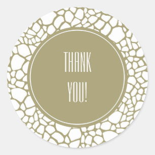 Gold White Giraffe Print Classic Round Sticker