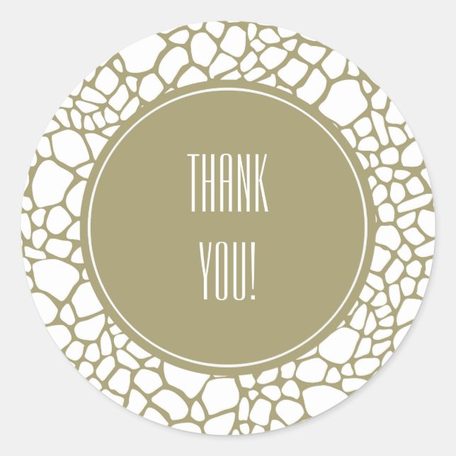 Gold White Giraffe Print Classic Round Sticker (Front)