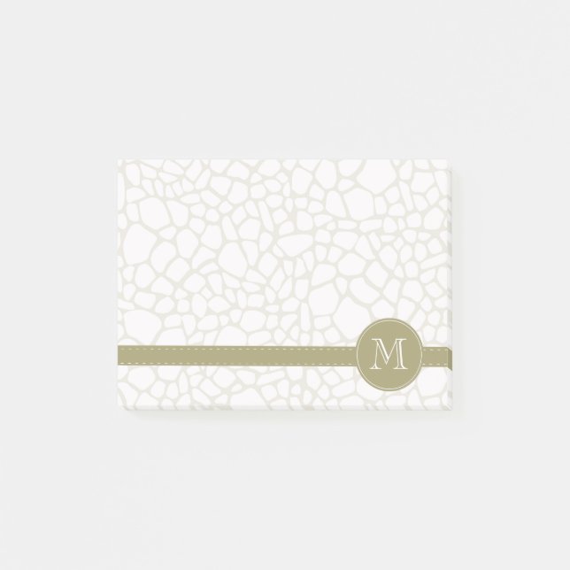 Gold White Giraffe Print Post-it Notes (Front)