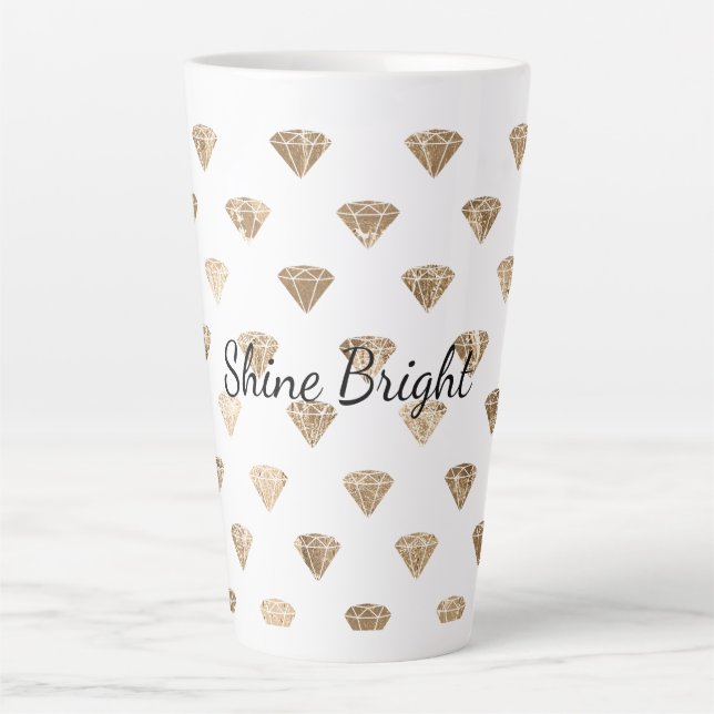Gold White Glam Diamonds Jewel  Latte Mug (Front)