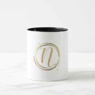 Gold  White Glam Modern Minimal Personalised Name Mug