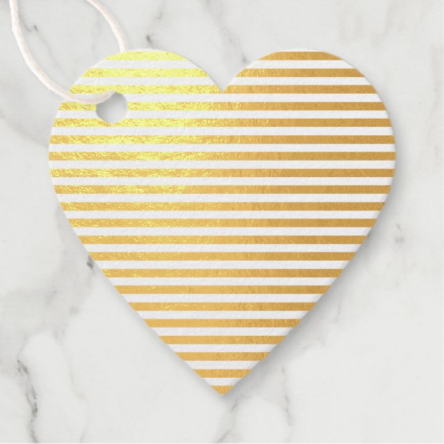 Gold White Glam Stripes Favour Tags (Front)