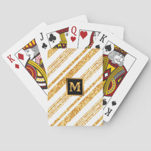 Gold White Glitter Boho Popular Stripes Collection Playing Cards