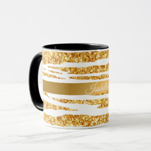Gold White Glitter Boho Popular Tiger Collection Mug