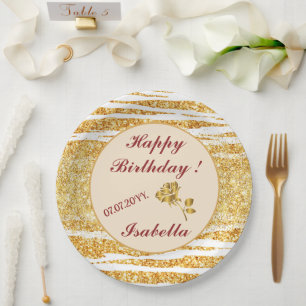 Gold White Glitter Boho Popular Tiger Collection Paper Plate