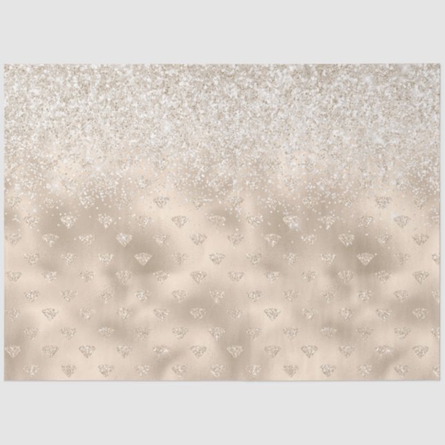 Gold White Glitz Glitter Diamonds Tissue Paper (Front)