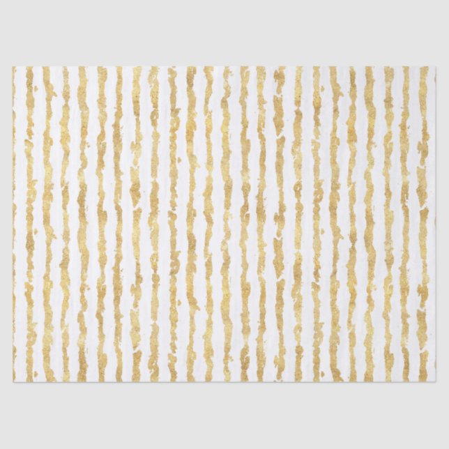 Gold White Glitz Stripes Tissue Paper (Front)