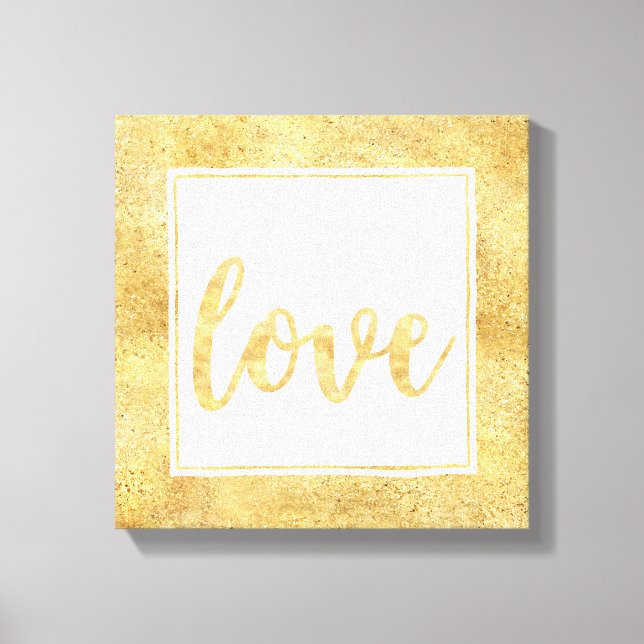 Gold White Glitzy Love Canvas Print (Front)