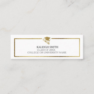 Gold White Graduation Profile Insert Name Card