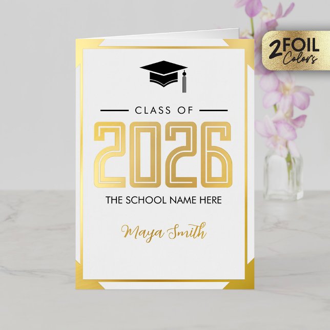 Gold White Graduation Real Foil Greeting Card (Creator Uploaded)
