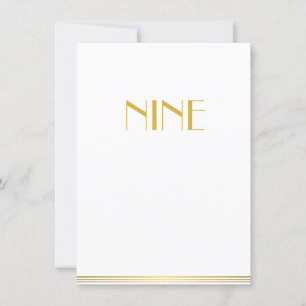 Gold White Great Gatsby Wedding Table Cards Nine