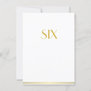 Gold White Great Gatsby Wedding Table Cards Six