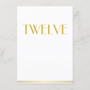Gold White Great Gatsby Wedding Table Cards Twelve