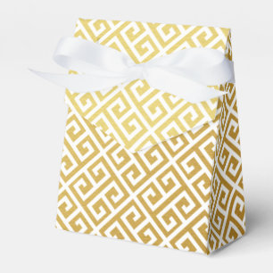 Gold & White Greek Key Pattern Favour Box