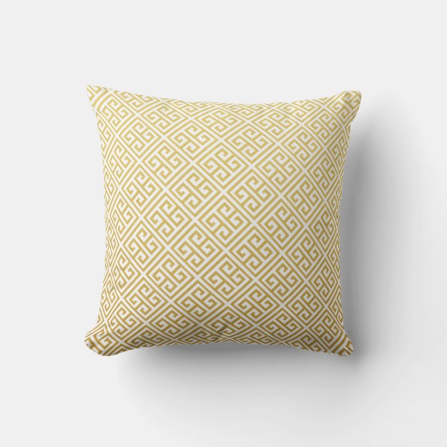 Gold & White Greek Key Throw Pillows (Front)