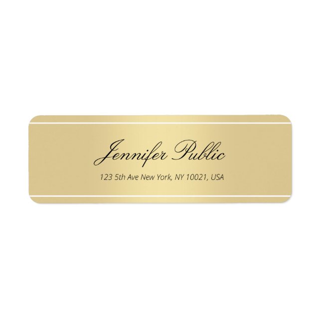 Gold White Hand Script Text Simple Template Trendy (Front)