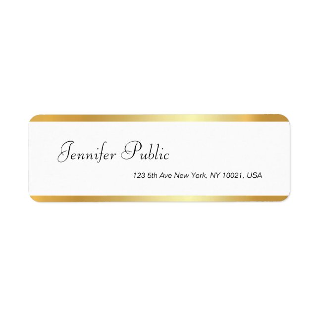 Gold White Handwritten Script Clean Return Address (Front)