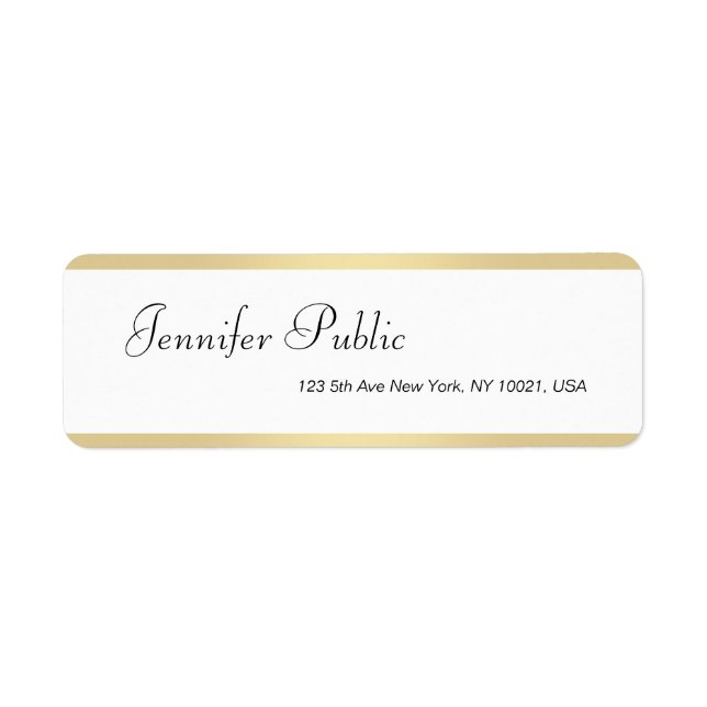 Gold White Handwritten Script Name Modern Elegant (Front)