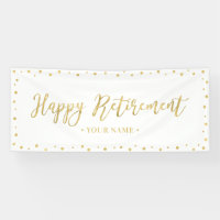 Gold & White Happy Retirement Party Banner