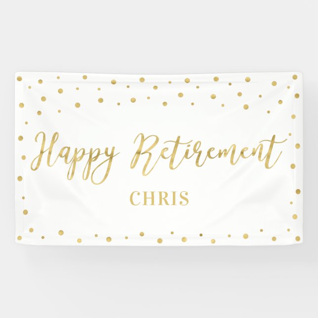 Gold & White | Happy Retirement Party Banner (Horizontal)