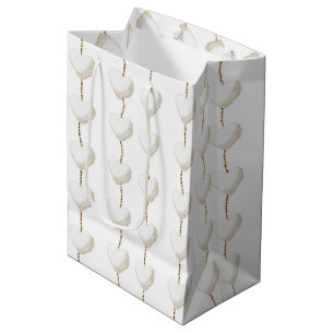 Gold White Hearts Birthday Medium Gift Bag