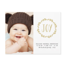 Gold & White Holiday Birth Announcement Photo