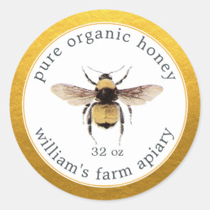 Gold White Honey Jar Label