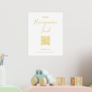 Gold White Honeymoon Fund Wedding Foil Prints