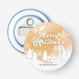 Gold White House Snowflakes Xmas Happy New Year Bottle Opener