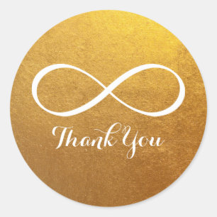 Gold White Infinity Symbol Thank You Classic Round Sticker