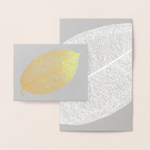 Gold White Leaf Grid Illustration Foil Card