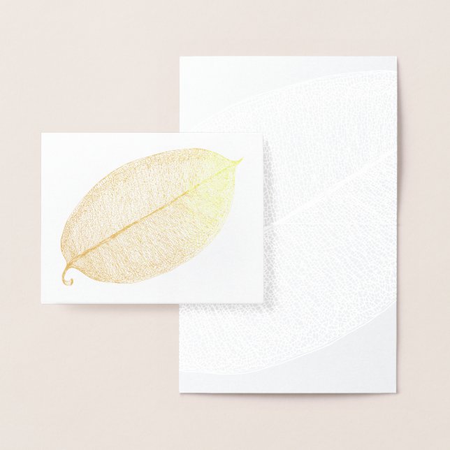 Gold White Leaf Grid Illustration Foil Card (Display)