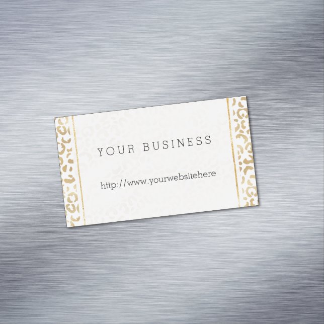 Gold White Leopard Print     Magnetic Business Card (In Situ)