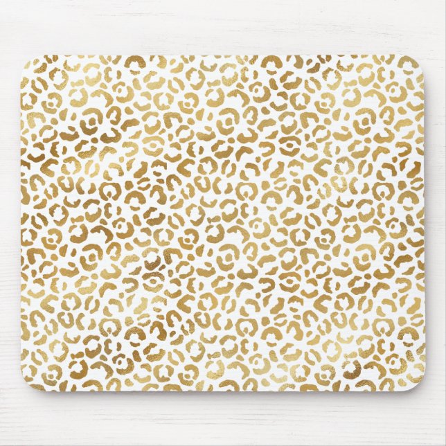Gold White Leopard Print            Mouse Mat (Front)