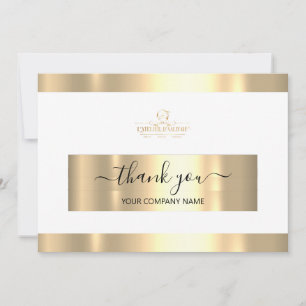  Gold White LogoThank You Business Insert Card