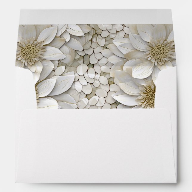 Gold White Lotus Flowers Envelope (Back (Bottom))