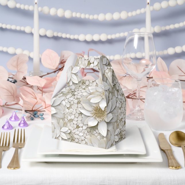 Gold White Lotus Flowers Favour Box (Wedding)