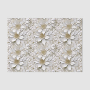 Gold White Lotus Flowers Wedding Tissue Paper