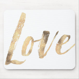 Gold White Love Mouse Mat