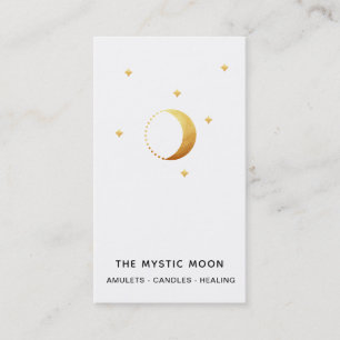 *~* Gold White -  Lunar Stars Mystic Moon Luna  Business Card