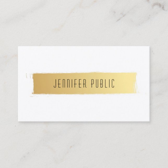 Gold White Luxurious Modern Professional Template Business Card (Front)