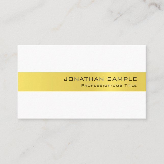 Gold White Luxury Design Trendy Professional Business Card (Front)