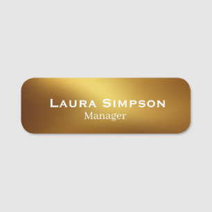 Gold White Magnetic Pin Back Company Logo Name Tag